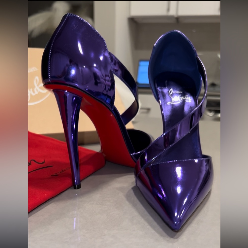 Christian Louboutin Purple Patent Astrid 100 Pumps